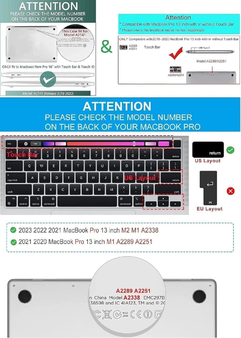 imComor Ultra Thin Clear Keyboard Cover for 2020-2024 New MacBook Pro 13 Inch Model A2338 M2 M1 A2289 A2251 & 2020 2019 MacBook Pro 16 inch Model A2141 with Touch Bar & Touch ID Keyboard Skin Protector Cover - Image 2